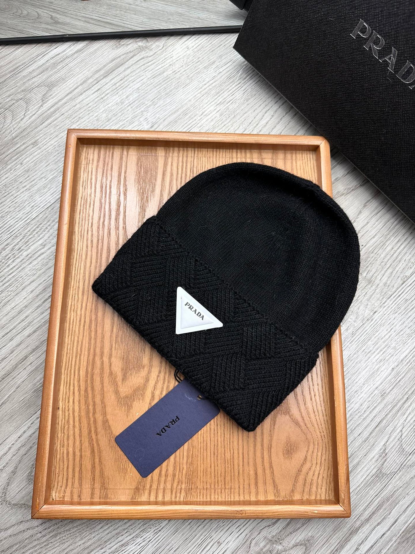 BEANIE HAT IN BLACK WOOL AND RABBIT FUR 436400
