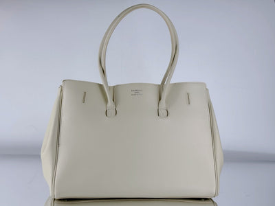 BEL AIR CARRY ALL BAG 29 IN WHITE NAPPA LAMBSKIN SILVER HARDWARE