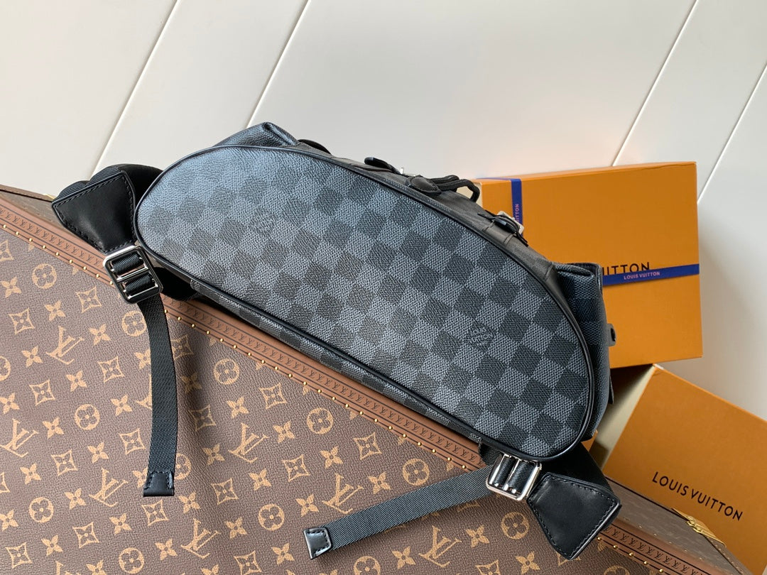 CHRISTOPHER MM BACKPACK 47 IN BLACK DAMIER GRAPHITE CANVAS