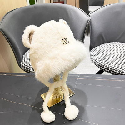 BEANIE HAT IN WHITE FLEECE AND WOOL 433166