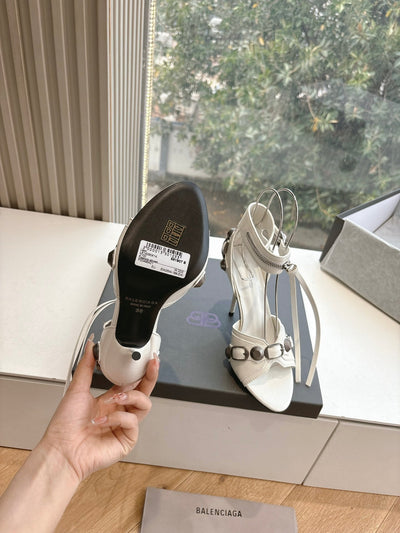 CAGOLE HIGH-HEEL SANDALS IN WHITE LAMBSKIN